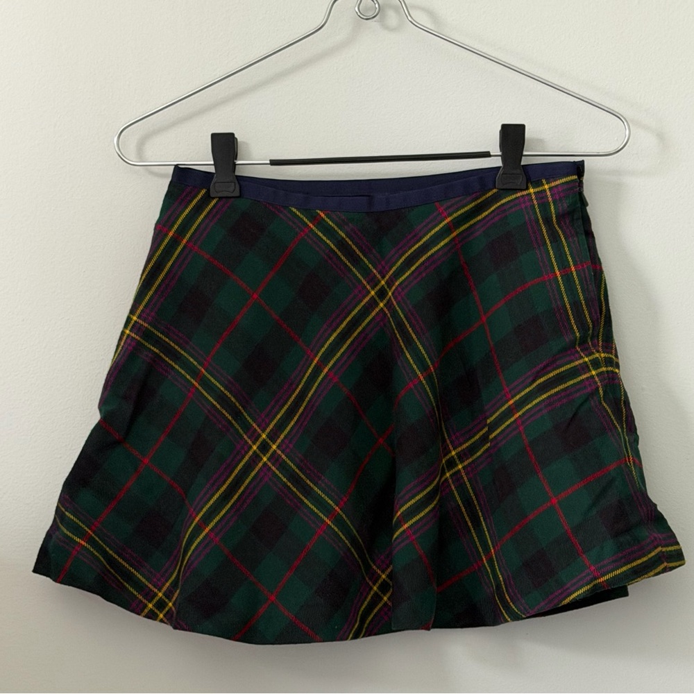 Ralph Lauren Green Plaid Circle Skirt with Red & Yellow Accents